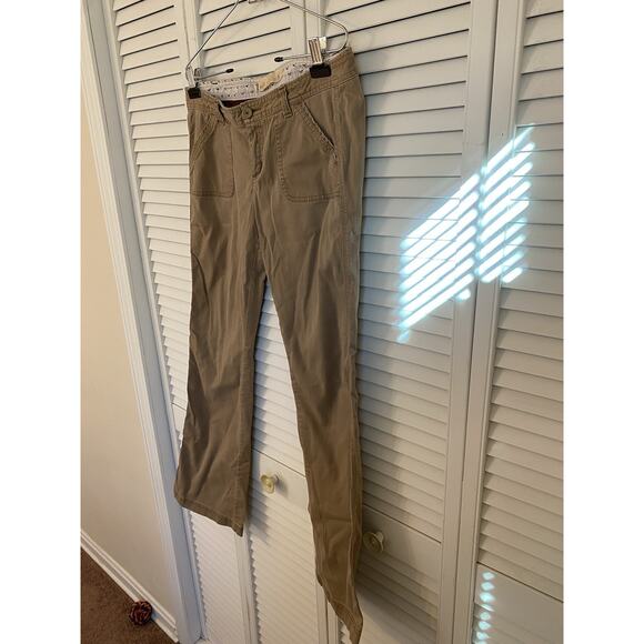 VTG Hollister Y2K Khaki Low Rise Semi Flared Cargo Pants 9R 32x31 Flap Pockets - Picture 2 of 13